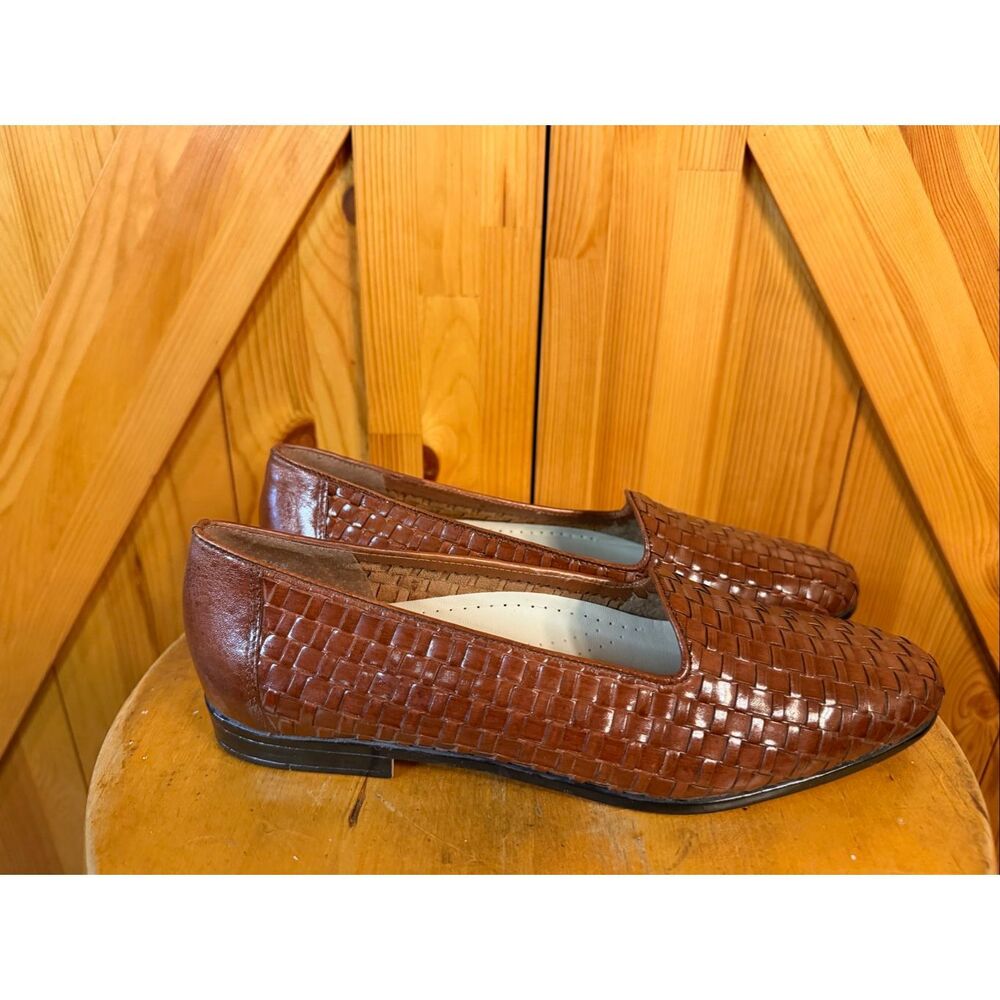 Trotters Brown Woven Leather Slip-On Loafers 9.5 N